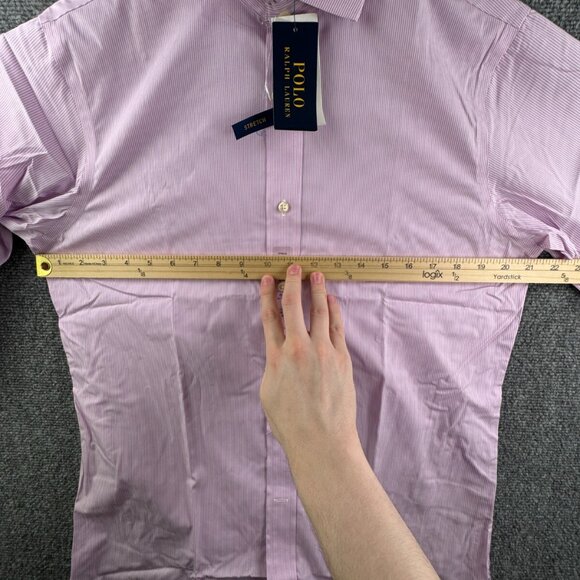 NWT Polo Ralph Lauren Pink Striped Classic Fit Easy Care Cotton Stretch 15 32/33 - Picture 5 of 15
